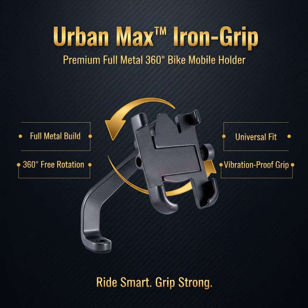 Urban Max™ Iron-Grip – Premium Full Metal 360° Bike Mobile Holder - Mr Urban Choices