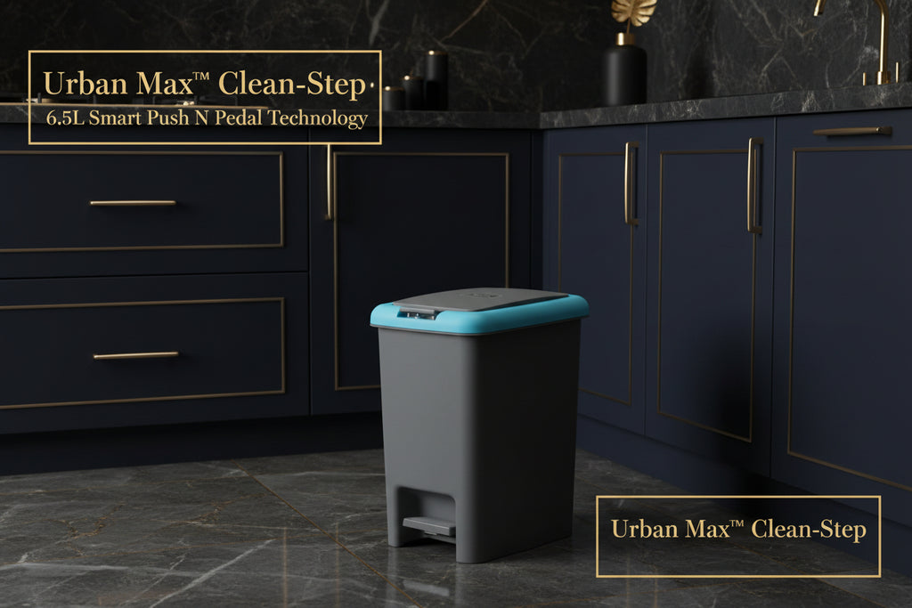 Apex Plastic Push N Pedal Dust Bin  Hands-free Operation Compact Design 6.5 Liters (1 Pc  Mix Color)