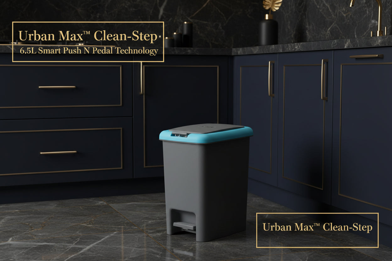 Apex Plastic Push N Pedal Dust Bin  Hands-free Operation Compact Design 6.5 Liters (1 Pc  Mix Color)