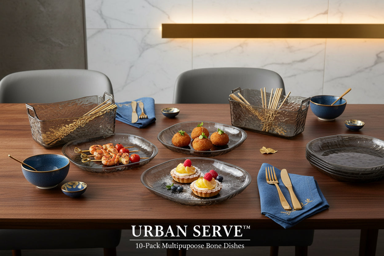 ​Urban Serve™ 10-Pack Multipurpose Bone Dishes – Impact-Resistant Skewer & Dessert Trays
