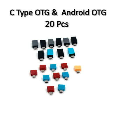 OTG Type C  Usb To Micro Usb Adapter For Android Mobile Smart Phones  Tablets With Zip Pouch (Pack Of 20)