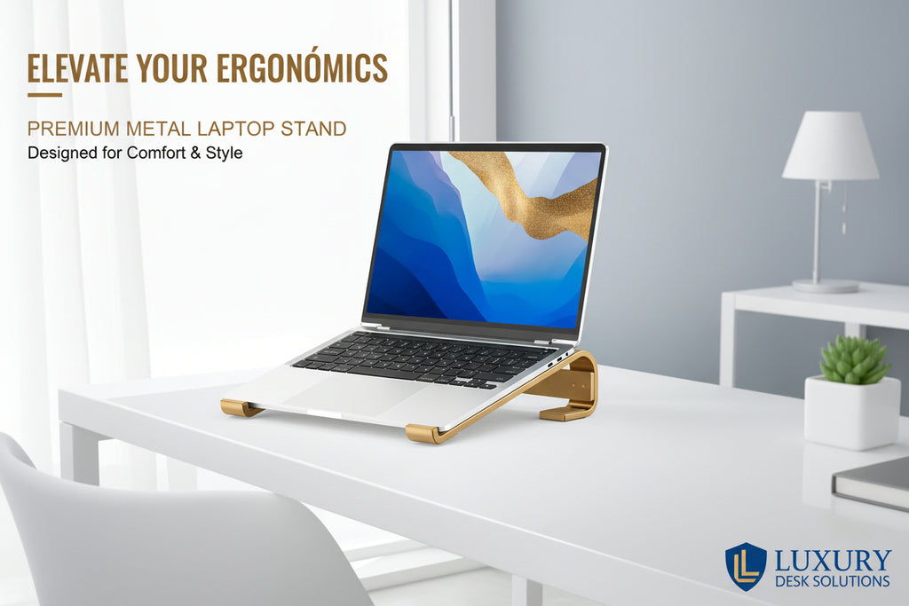 Fixed Metal Laptop Stand For Desk (25  26 Cm)
