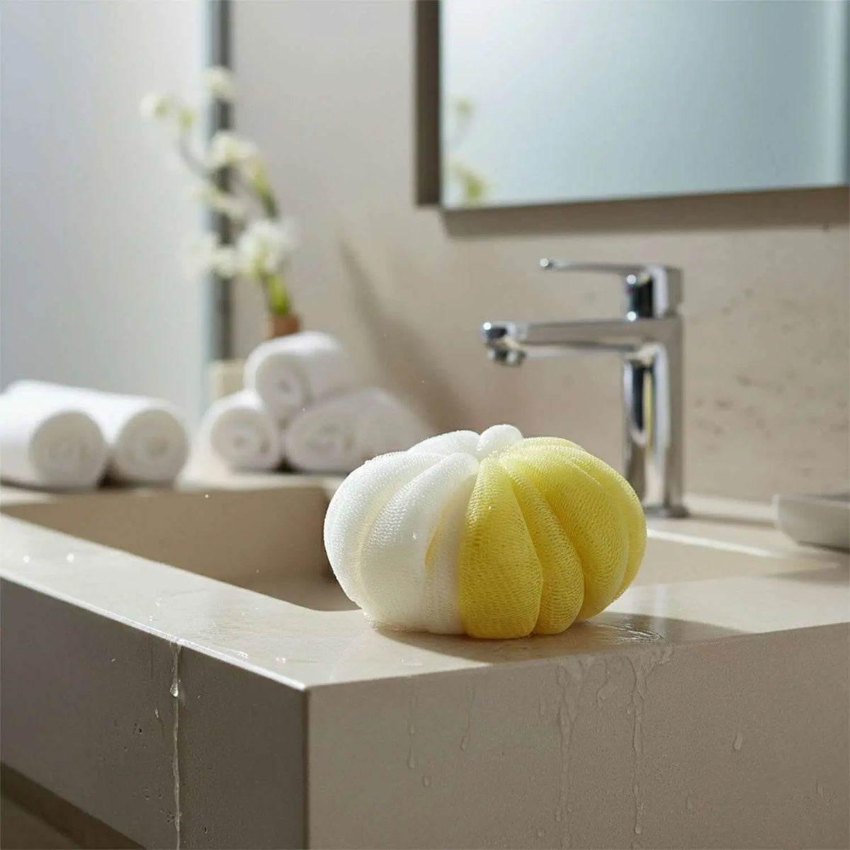 Dual Color Soft Mesh Bath Loofah Body Scrubber (1 Pc)