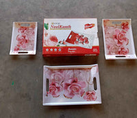 2292 Plastic Rectangular Shape Flower Printed Design Serving Tray 3 Pcs Home And Kitchen Use (3 Pcs Set) - Mr Urban Choices