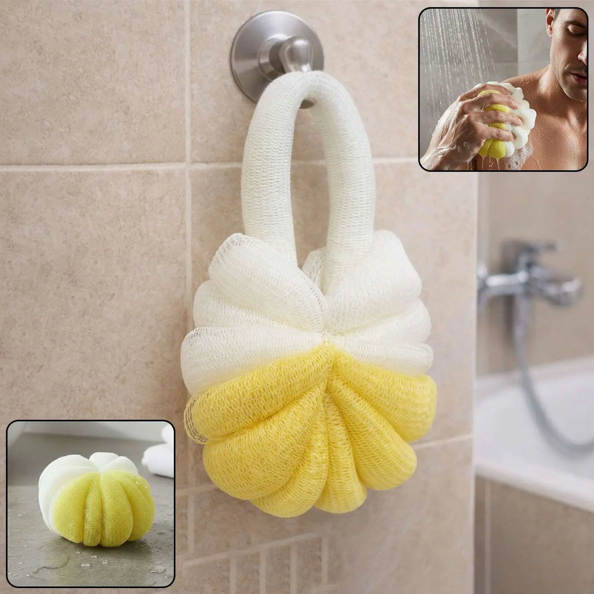 Dual Color Soft Mesh Bath Loofah Body Scrubber (1 Pc)