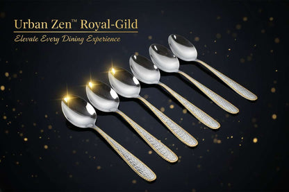 Urban Zen™ Royal-Gild – Textured Stainless Steel Spoons with Gold Plated Handles - Mr Urban Choices