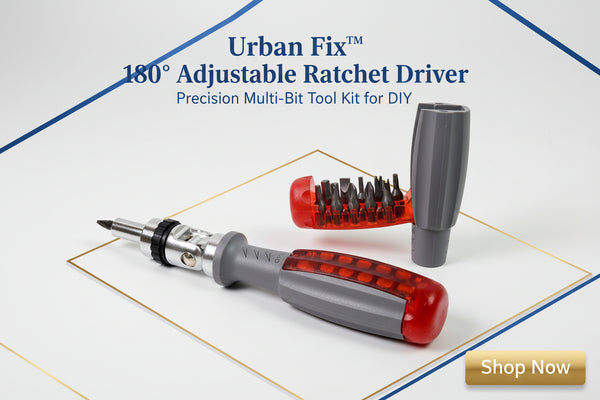 Urban Fix™ 180° Adjustable Ratchet Driver – Precision Multi-Bit Tool Kit for DIY