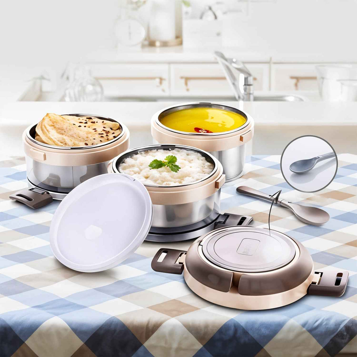 Triple Layer Stainless Steel Insulated Lunch Box Set - Mr Urban Choices