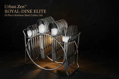 Urban Zen™ Royal-Dine Elite – 24 Pc Stainless Steel Cutlery Set with Designer Stand