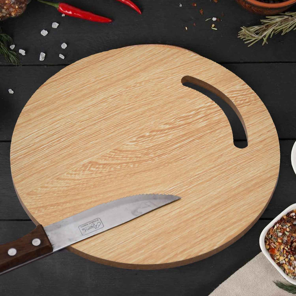 7123 Wooden Round Chopping Board For Chopping Fruit Vegetable - Mr Urban Choices