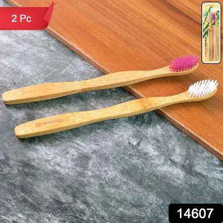 Eco-friendly Natural Bamboo Toothbrush With Medium Bristles (2 Pc)