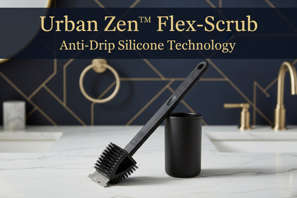 Urban Zen™ Flex-Scrub – Anti-Drip Silicone Toilet Brush & Slim Holder Set