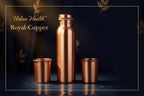 Copper Water Bottle 2 Glasses With Gift Box (3 Pcs Set)