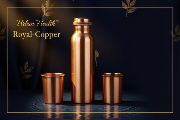 Urban Health™ Royal-Copper – Premium Pure Copper Bottle & 2 Glass Gift Set