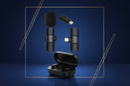 12639 Intelligent Noise Cancelling Live Streaming Clip On Microphone For Type-c  For Iphone With Charging Mini Wireless Lapel Collar Microphone