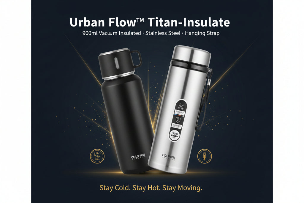 13041 Stainless Steel Vacuum Insulated Water Bottle  Cup  Leak Proof Flask For Tea Coffee  Reusable Water Bottle With Hanging Strap  Bottle For Hot  Cold Drinks Wide Mouth Water Flask (900 Ml  Mix Color)