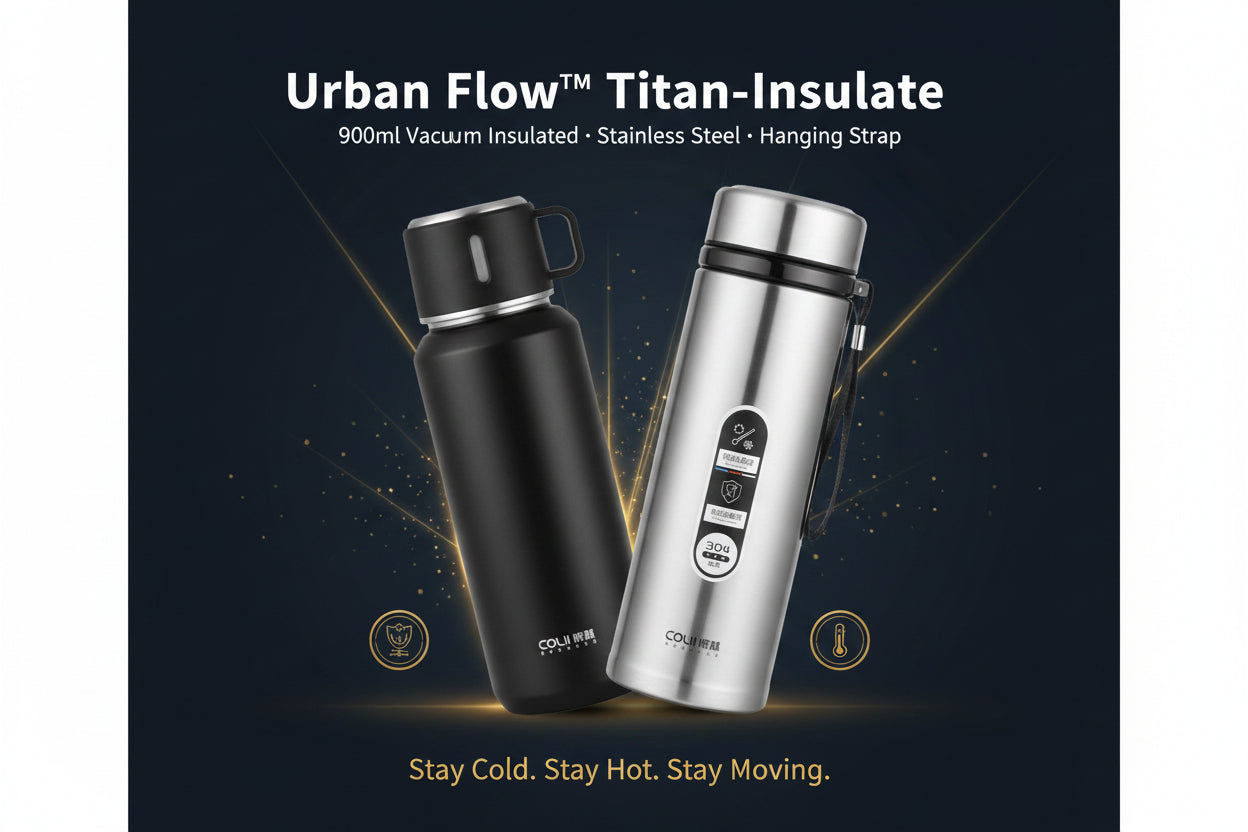 13041 Stainless Steel Vacuum Insulated Water Bottle  Cup  Leak Proof Flask For Tea Coffee  Reusable Water Bottle With Hanging Strap  Bottle For Hot  Cold Drinks Wide Mouth Water Flask (900 Ml  Mix Color)