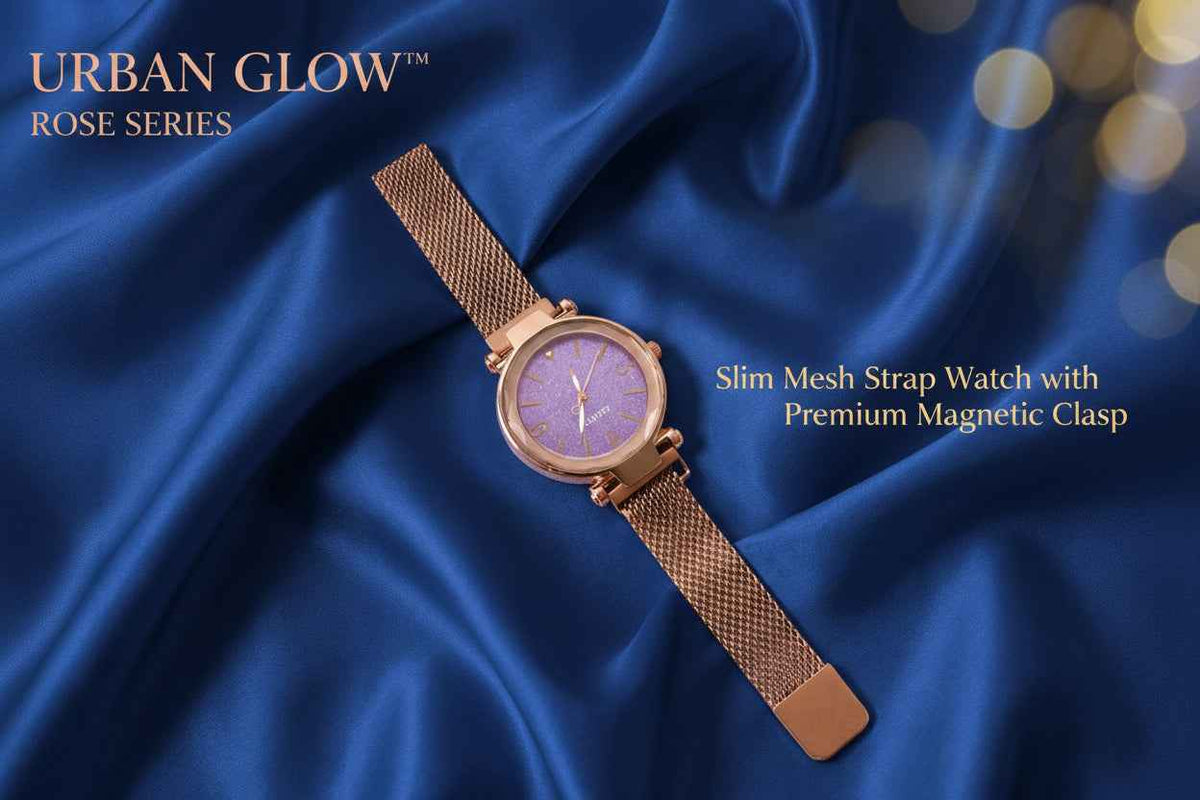 Urban Glow™ Rose Series – Slim Mesh Strap Watch with Premium Magnetic Clasp - Mr Urban Choices