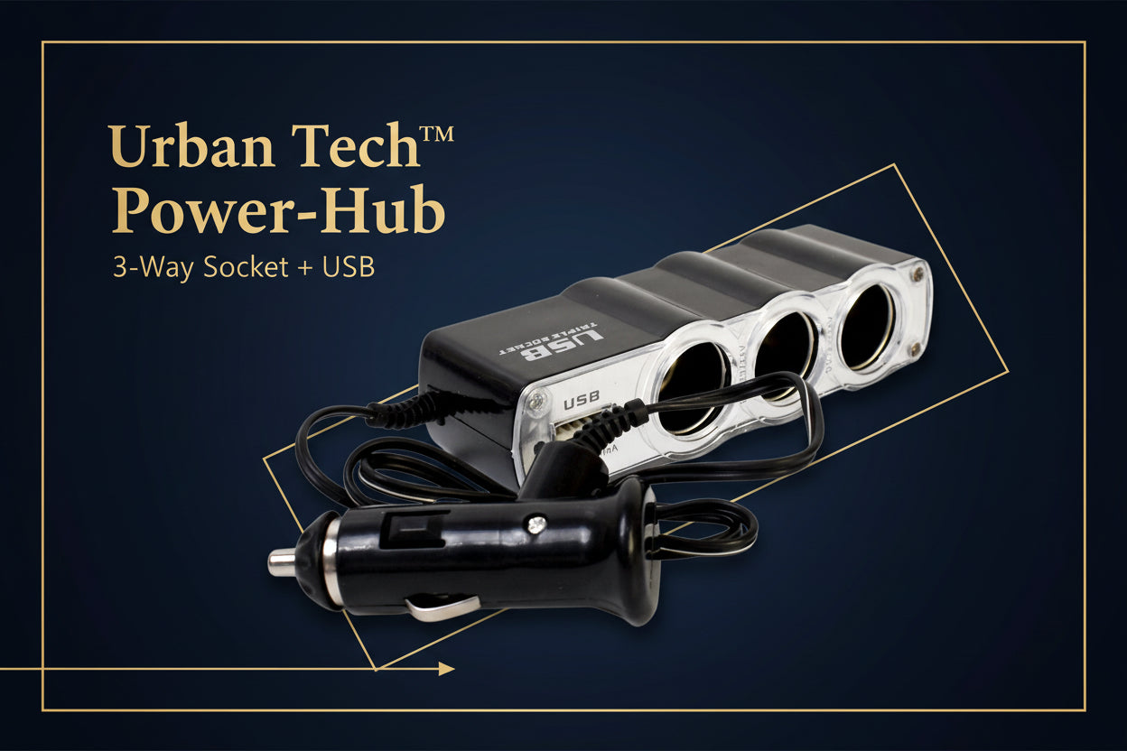 Triple 3 Way Car 12v Lighter Socket Splitter Usb Charger Power Adapter