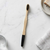 Natural Bamboo Toothbrush With Soft Charcoal Bristles (1 Pc)