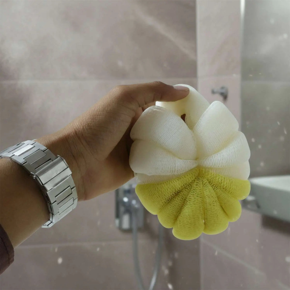 Dual Color Soft Mesh Bath Loofah Body Scrubber (1 Pc)