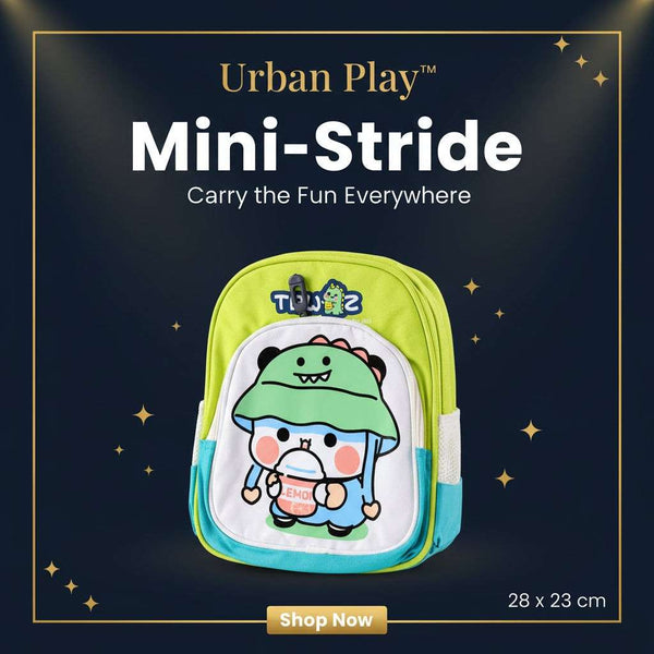 Urban Play™ Mini-Stride – Cute Cartoon Printed Kids Sling Backpack (28x23 cm) - Mr Urban Choices