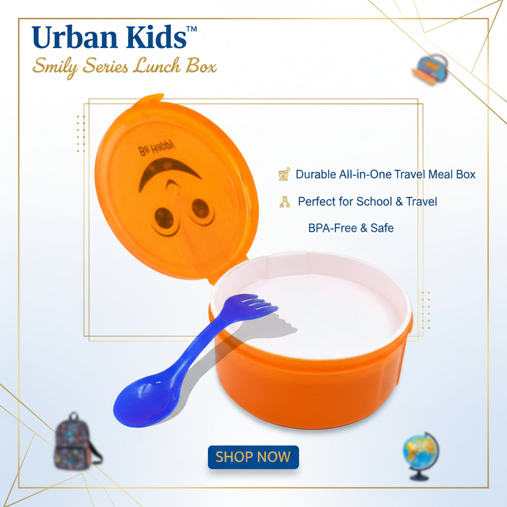 Urban Kids™ Smily Series Lunch Box – Durable All-in-One Travel Meal Box (Pack of 1)