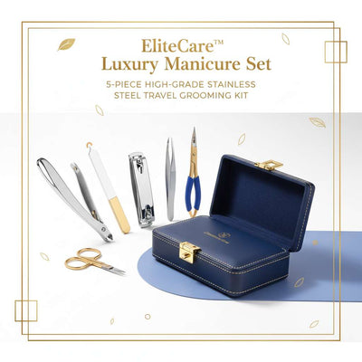 EliteCare™ Luxury 5-Piece Manicure Set – High-Grade Stainless Steel Travel Grooming Kit