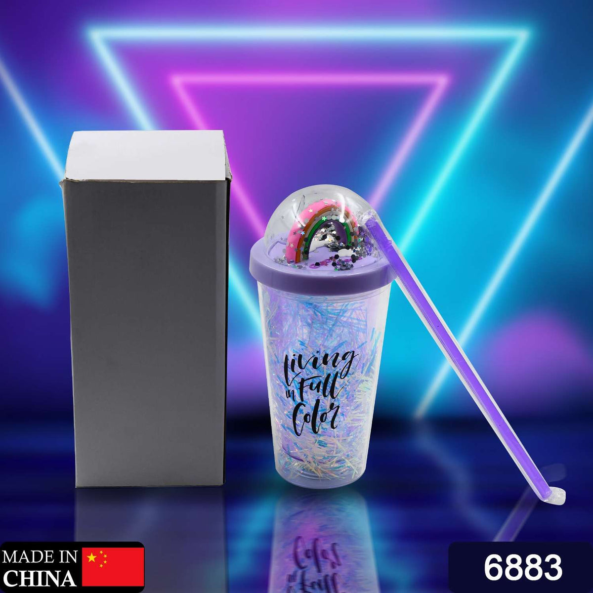 6883 Sipper Bottle With Straw Led Glow Light For Kidstumbler With Strawvacuum Flasksipper Plastic Tumblersipper Bottle With Straw (Pack Of 1) - Mr Urban Choices