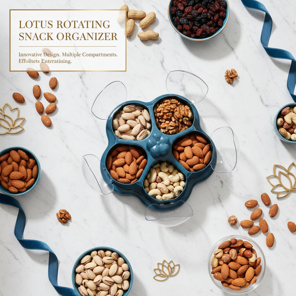 Lotus Shape Rotating Dry Fruit  Snack Organizer Box With Compartments (1 Pc)