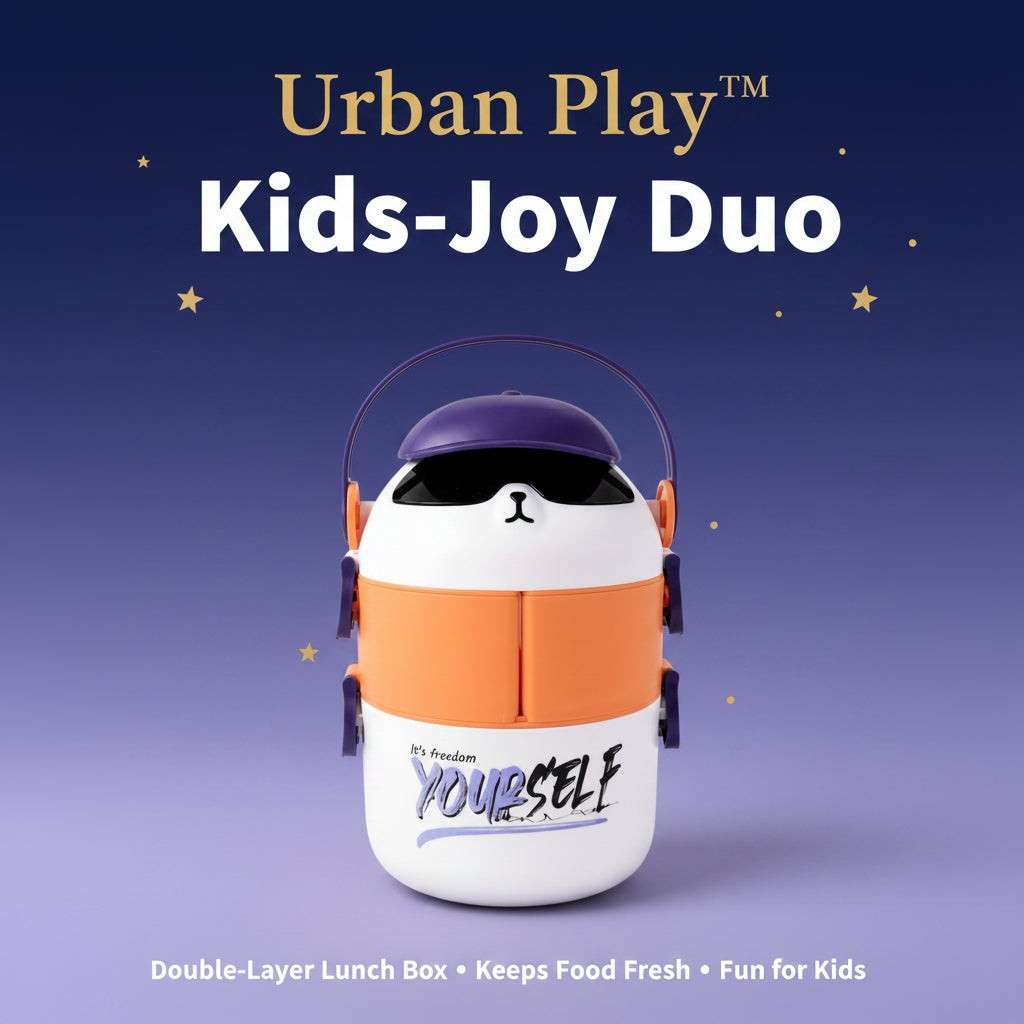 Urban Play™ Kids-Joy Duo – Cute Cartoon Double-Layer Lunch Box - Mr Urban Choices