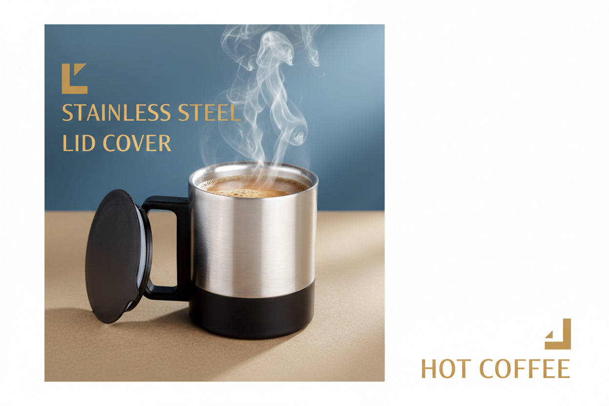 5565 Stainless Steel Coffeetea Cup Stainless Steel Lid Cover Hot Coffeetea Mug Hot Insulated Double Wall Stainless Steel Coffee And Milk Cup With Lid  Handle Easy To Carry - Coffee Cup (1 Pc)