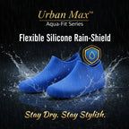 Blue Non-slip Silicone Rain Reusable Anti Skid Waterproof Fordable Boot Shoe Cover (1 Pair)
