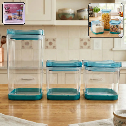 Squarion Airtight Plastic Storage Containers Set For Kitchen Grocery (4 Pc)