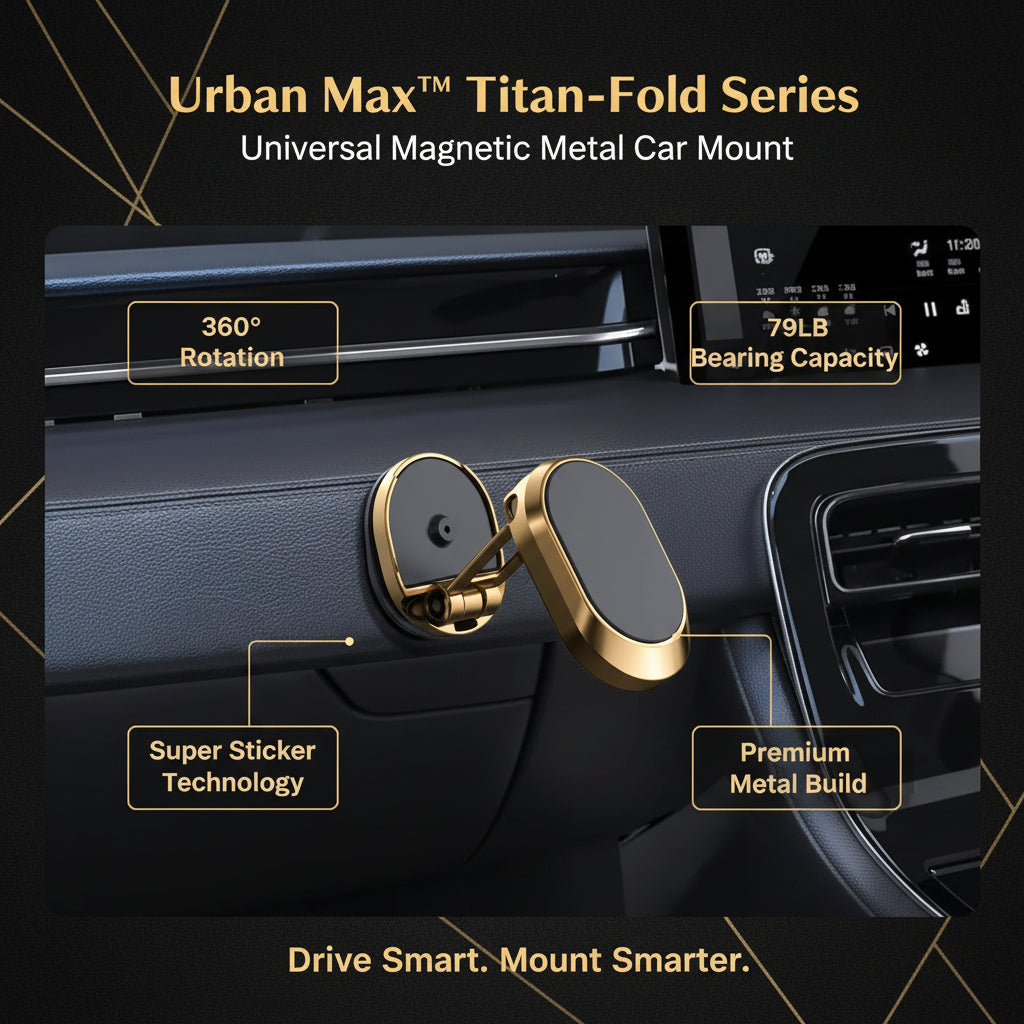 6102 360 Degree Rotating Magnetic Car Phone Holder  Metal Folding Car Phone Holder  New Alloy Folding Magnetic Car Phone Holder (Pack Of 1)