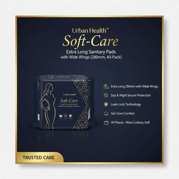 Urban Health™ Soft-Care – Extra Long Sanitary Pads with Wide Wings (280mm, 40-Pack) - Mr Urban Choices