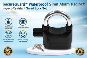 Secure Guard™ Waterproof Siren Alarm Padlock – Impact-Resistant Smart Lock Set - Mr Urban Choices