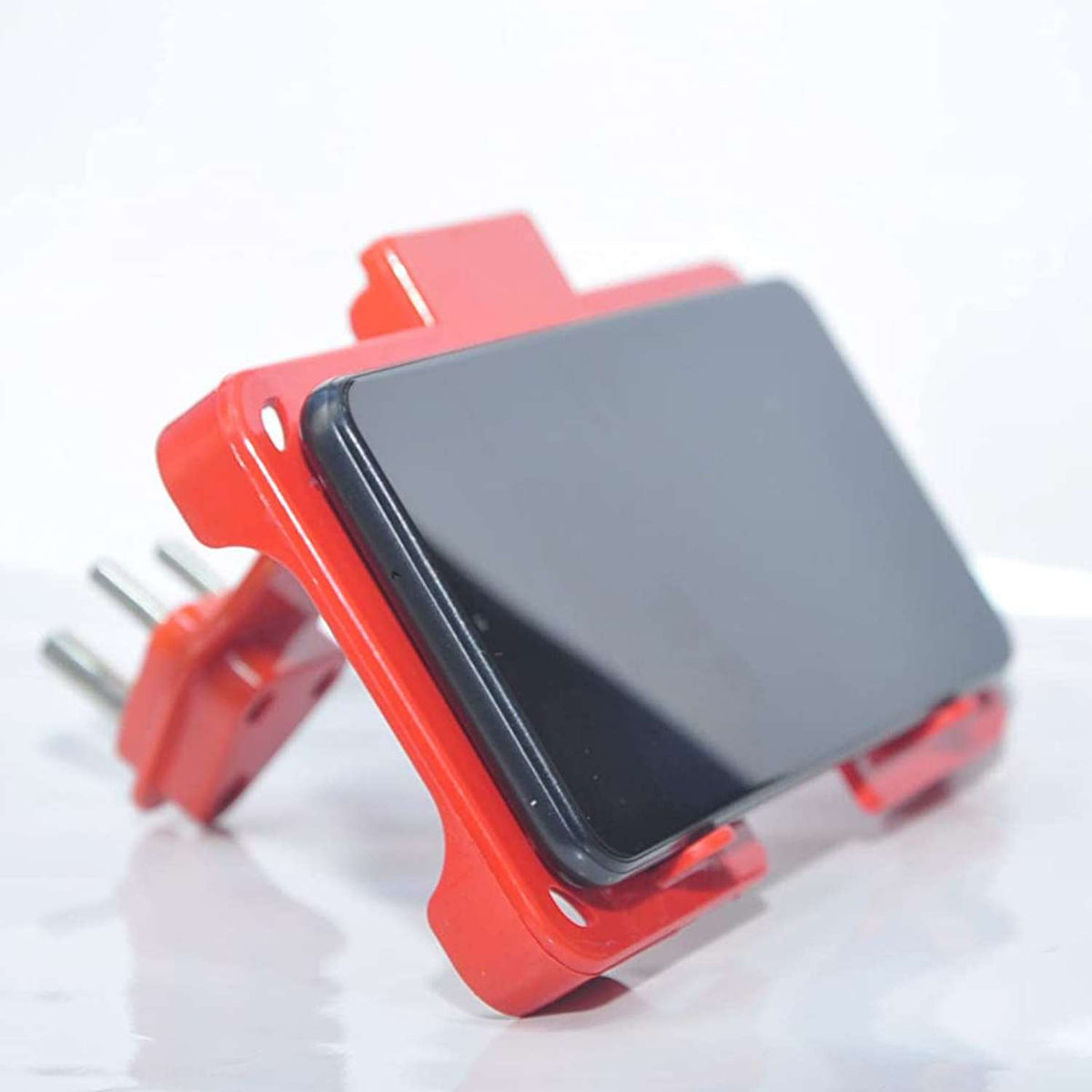 6496 Multi-purpose Wall Holder Stand For Charging Mobile Just Fit In Socket And Hang (Red)