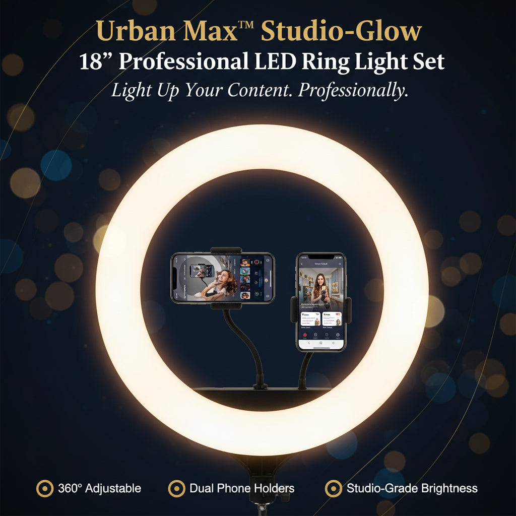 18 Inch Led Ring Light With 3 Colour Modes  3 Mobile Holders Remote Control (1 Set)