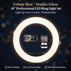 18 Inch Led Ring Light With 3 Colour Modes  3 Mobile Holders Remote Control (1 Set)