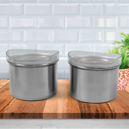 Multipurpose Stainless Steel Airtight Containers With See Through Lid (2 Pc 500 Ml) - Mr Urban Choices