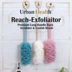 6702 Loofah Back Scrubber For Shower Long Handle Bath Sponge Shower Brush Soft Nylon Mesh Back Cleaner Washer Body Bath Brush For Women And Men Bathroom Shower Accessories
