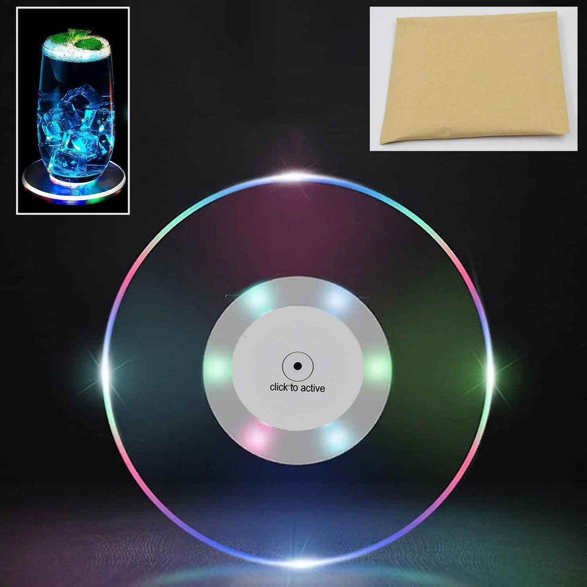 Colorful Led Cocktail Coaster Round Ultra-thin Led Drink Coaster (1 Pc) - Mr Urban Choices