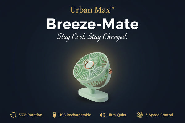 Urban Max™ Breeze-Mate – Premium Rechargeable USB Desk Fan