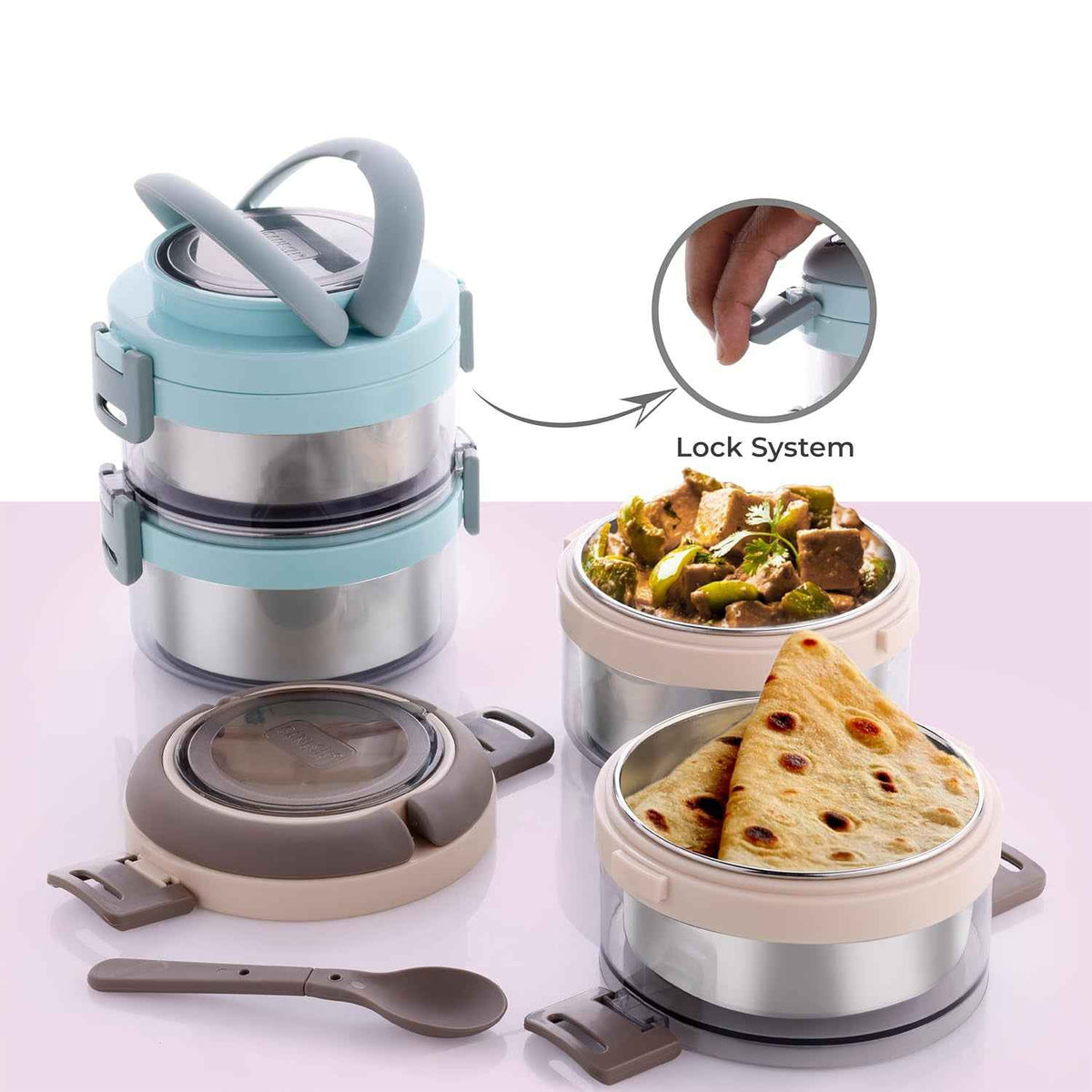 2 Double Layer Stainless Steel Insulated Lunch Box Set - Mr Urban Choices