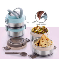 2 Double Layer Stainless Steel Insulated Lunch Box Set - Mr Urban Choices