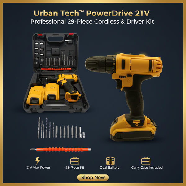 Urban Tech™ PowerDrive 21V – Professional 29-Piece Cordless Drill & Driver Kit