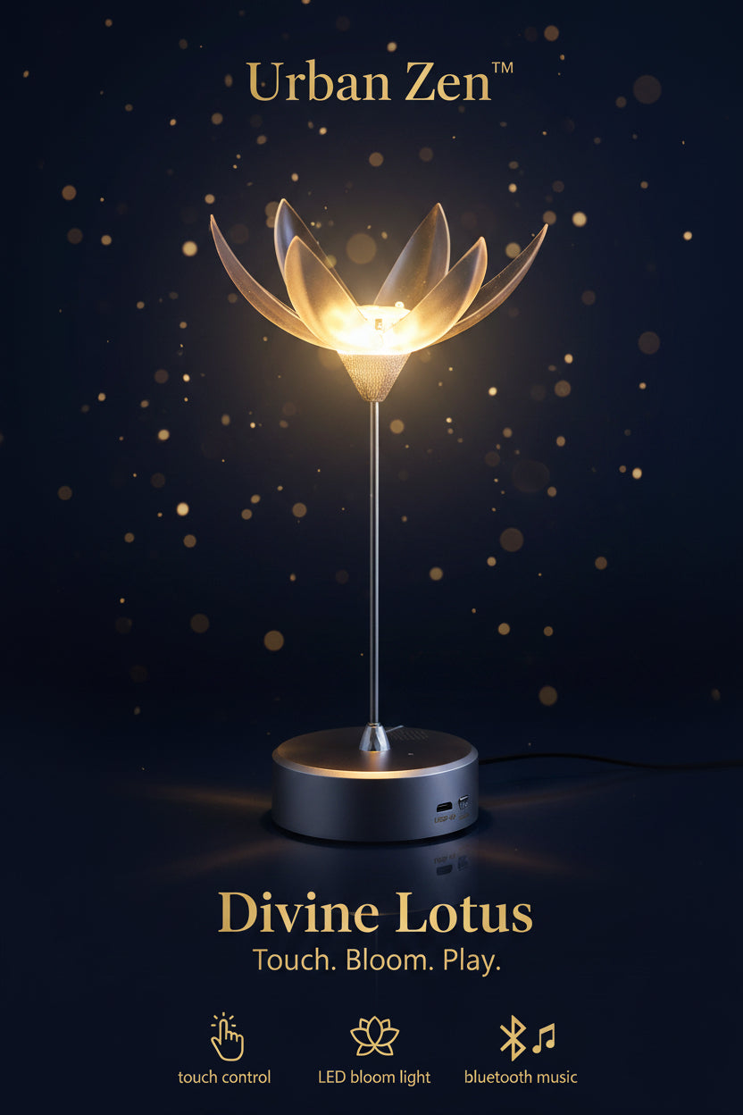 13074 Lotus Flower Lamp With Music Touch Open And Close Usb Rechargeable (1 Pc)