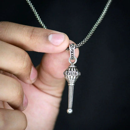 Silver Chain With Gada Pendant  Locket (1 Pc)