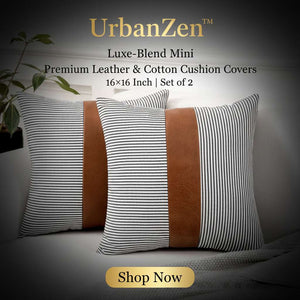 Urban Zen™ Luxe-Blend Mini – Premium Leather & Cotton Cushion Covers (16x16 Inch) - Mr Urban Choices